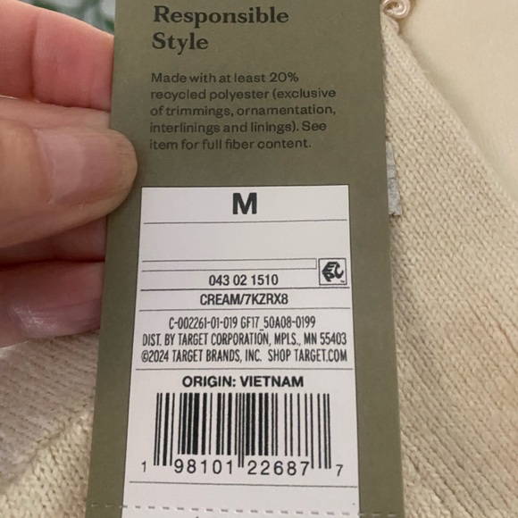 NWT Goodfellow & Co Men's Cream Cardigan Sweater - Picture 7 of 7